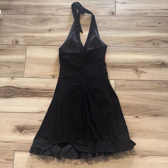 y2k LOVE TEASE Size S Emo Goth Halter Tulle Flare Fairy Hot Topic Red Black - Picture 7 of 7